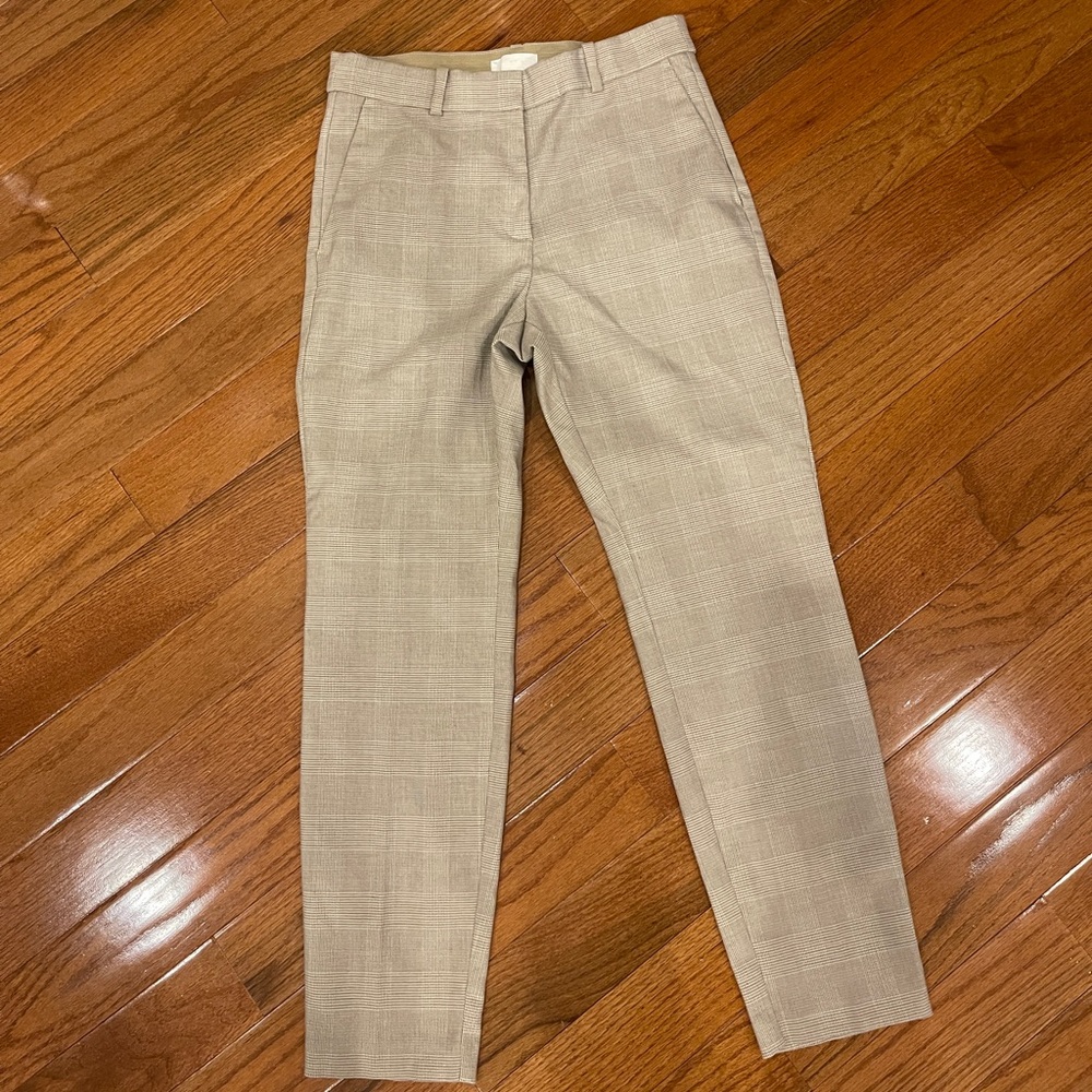 H&M Light Tan Houndstooth Plaid Checkered Casual Dress Pants Size 10